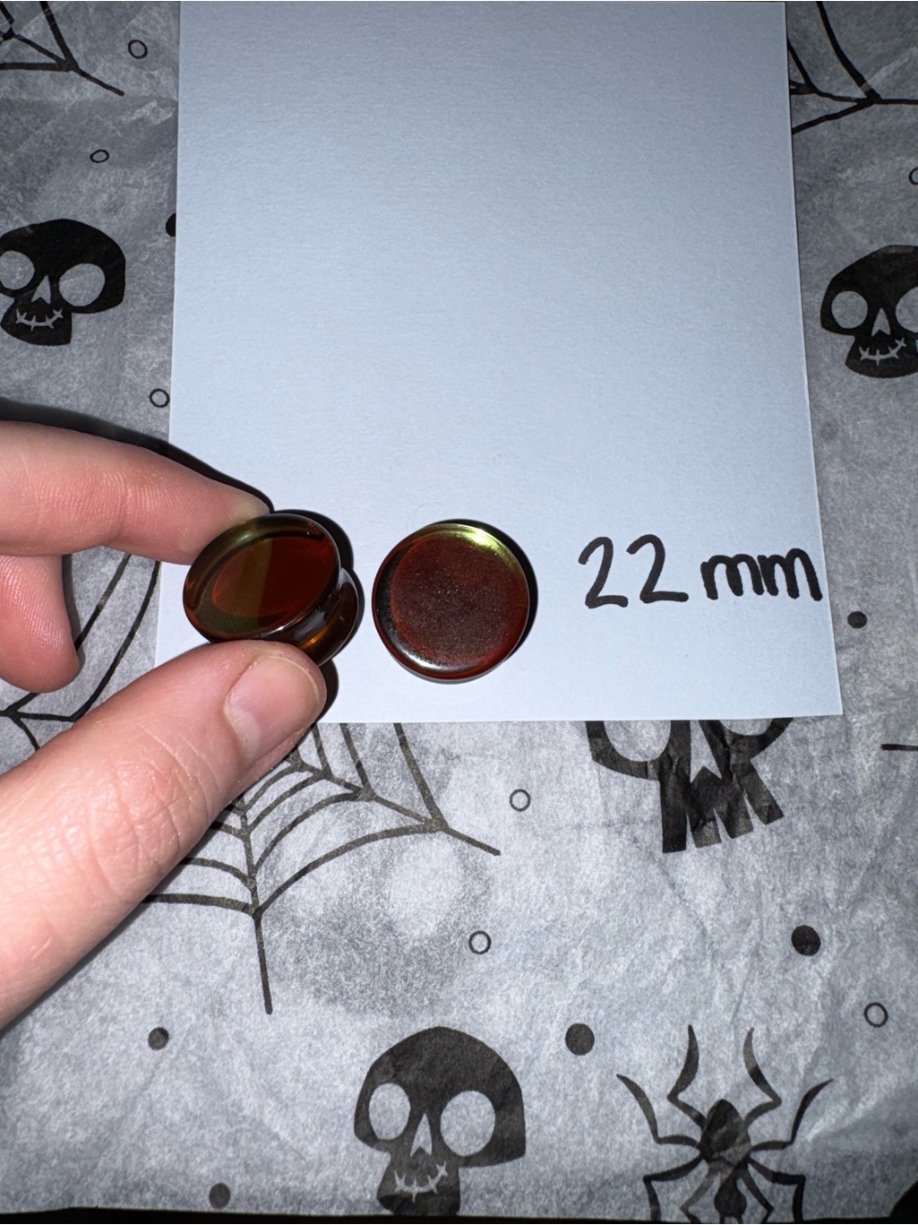 22mm Brown Glass Green Reflect Gauges